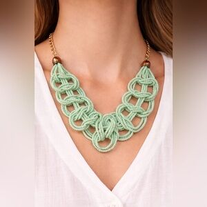 Mint Green Beaded Statement Necklace | Spring Boho Coastal | Chunky Seed Bead